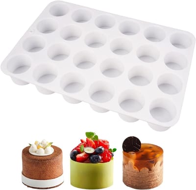 Siliconen Mallen voor Chocolade en Muffins - 24 Cavity Cilinder Vorm voor Mousse, Fondant en Cheesecake