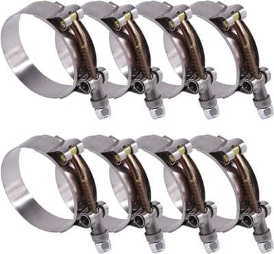 8 Stuks RVS T-Bolt Slangklemmen 57–65mm voor Turbo, Luchtkoeler en Flexibele Slangen