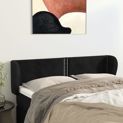 vidaXL - Hoofdbord - met - randen - 147x23x78/88 - cm - fluweel - zwart
