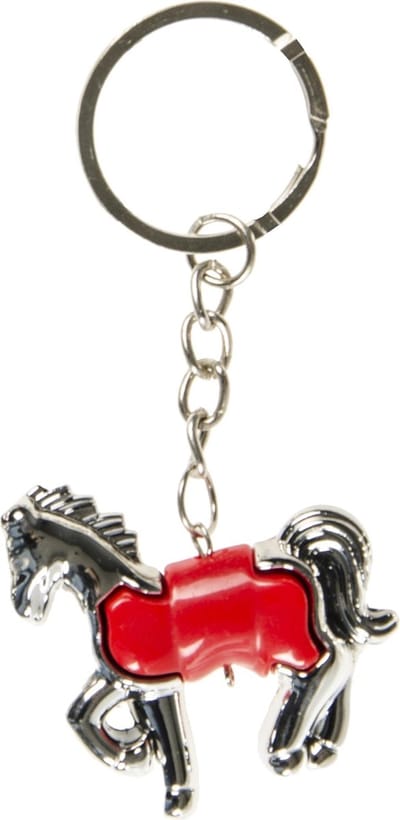 Lg-imports Sleutelhanger Paard Junior 5 Cm Zilver/rood