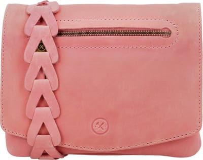 Hide & Stitches Daydreamer Crossbody Schoudertasje - Trendy Schouderband - Overslag - Leren Dames Tas - Lichtroze