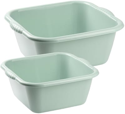 Plasticforte afwasteilen set - afwasbak - kunststof - 10 en 15 liter - Groen - huishoud emmers