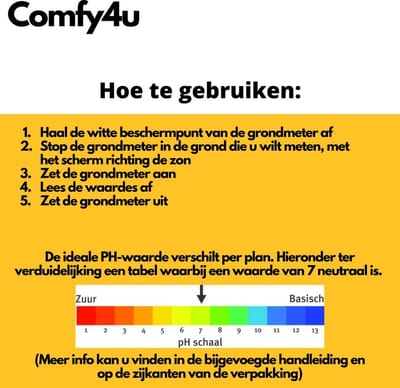 4 in 1 grondmeter - Digitaal - PH waarde meter - Grondvochtigheid - Lichtintensiteit - Buitentemperatuurmeter - Tuin - Buiten - Vochtmeter - Bodemtester