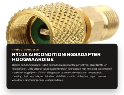 Dailygoods - R410A airconditioningsadapter - hoogwaardige adapter - geschikt voor mini-split-systeem - messing materiaal - 1/4 inch slangen - ideaal v...