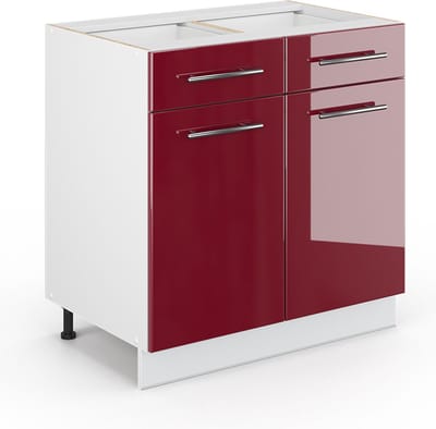 Vicco Fame-Line Badkamerkast – 80 x 82 cm zonder werkblad Bordeauxrode hoogglans