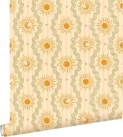 ESTAhome behang zonnetjes geel, oranje en groen - 50 x 900 cm - 131714