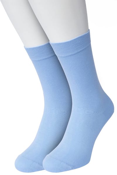 Bonnie Doon Basic Sokken Dames Licht Blauw maat 36/42 - 2 paar - Basis Katoenen Sok - Gladde Naden - Brede Boord - Uitstekend Draagcomfort - Perfecte Pasvorm - 2-pack - Multipack - Babyblauw - Lichtblauw - Poeder - Powder Blue - OL834222.328