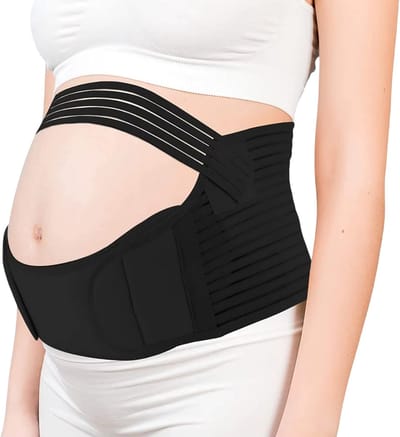 Zwangerschapsbuikband voor Zwangere Vrouwen Zwart Maat M – Verstelbare Buikband met Rug- en Buikondersteuning – Comfortabele Maternity Support Band voor Zwangerschap en Dagelijks Gebruik