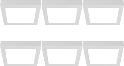 LED Paneel Slim Opbouw 6 Stuks - Brinton Thin - 24W 2400lm 120° Bundelhoek - Helder/Koud Wit 6500K - IP40 - Vierkant - Wit - 272x272mm