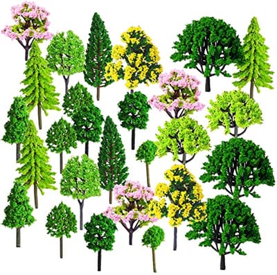 Miniatuurbomen voor Modelbouw, 55 Stuks, Gemengde Kleuren, Ideaal voor Diorama en Landschapsdecoratie