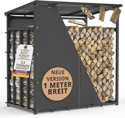 Haardhoutrek voor Buiten - Gegalvaniseerd Metalen Stapelhulp met Dak 185 x 105 x 185 cm