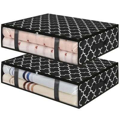 VHV - Opbergtas - Kleding opbergzak - 2PCS - Onderbed opbergbox - Dekbedtas - Grote capaciteit - Opvouwbaar - Voor onder het bed en kledingkast - Voor dekbedden en kussens - 60*45CM - Zwart