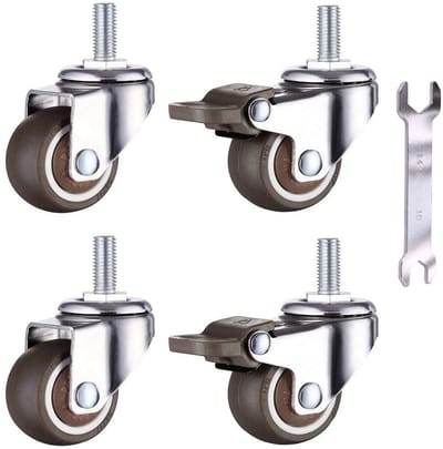 Zwenkwieltjes voor Meubels met Schroefdraad 38mm Zacht Rubber (Stuks)