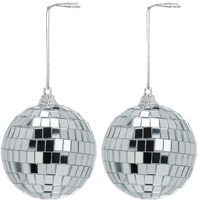 Inge Christmas Decor Disco kerstbal - 2x - zilver - D7 cm - glas/foam - discobal/discobol - kerstversiering