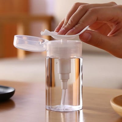100/200ml Herbruikbare Nagelflessen Lege Drukpomp Dispenser Nagellak Remover Reiniger Make-up Fles Manicure Tool 100ML gray