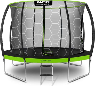 Tuin Trampoline - Buiten Speeltoestel - Buiten Plezier - Veiligheidsnet Inclusief - 374 cm Diameter - Groen Zwart