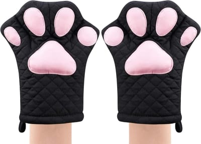 Thijox - Ovenwanten met Kattenpootontwerp, Hittebestendig, Gewatteerde Katoenen Voering, Pannenlappen voor Grillen, Bakken en Barbecue, Keukengerei Ge