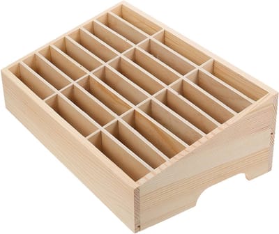Mobiele telefoonopslagbox voor bureau - Houten display rek voor pennen, penseel en smartphone - Multifunctionele tafel organizer voor kantoor en thuis