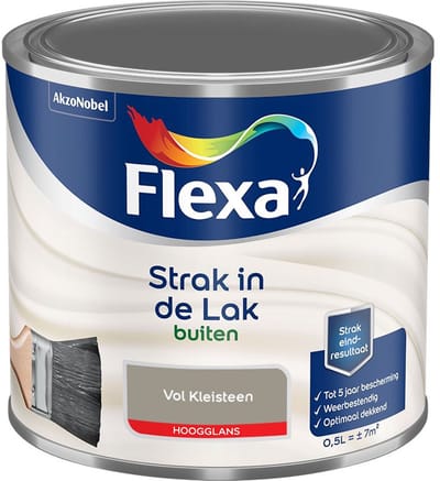 Flexa - Strak In De Lak Buitenlak Hoogglans - Vol Kleisteen - Mengverf - 500 Ml
