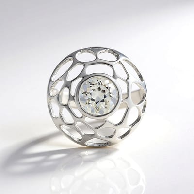 Cavill - Hanger Zilver 925 Platina Afwerking - Witte Topaas 2,221 ct Rond Slijpsel - Filigraan Design - Tijdloos Sieraad Dames