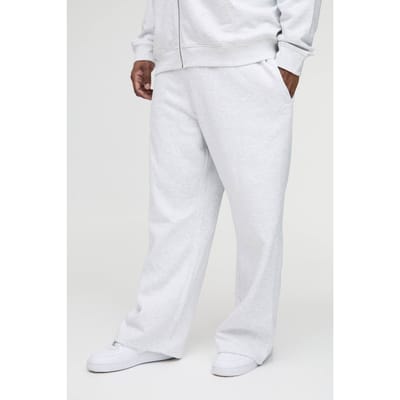 Plus Straight Leg Fit Joggers In Grey Marl | Size 3XL