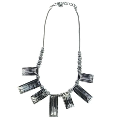 Behave - Zilverkleurige ketting met rechthoekige hangers - 48 cm (verlengketting 5 cm)
