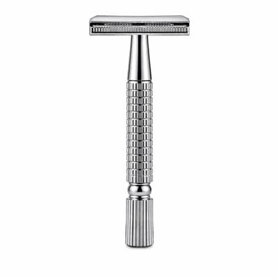 INTER-ESQUE - Rafety Razor + Scheermesjes - Veiligheidsscheermes - Inclusief 5 Mesjes - Double Edge - Vrouwen & Mannen - Zilver
