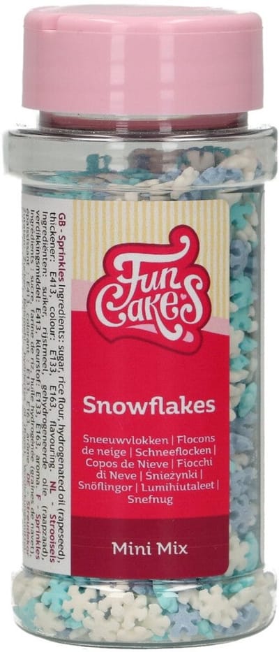 FunCakes Suikerdecoraties - Mini Sneeuwvlokken Mix - 50g - Eetbare Taartdecoratie