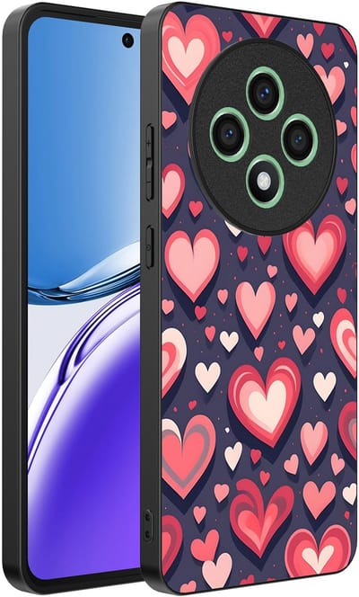 Smartphonica Telefoonhoesje Geschikt voor Oppo Reno 12F met Hartjes Opdruk - TPU Backcover Case With Heart Design geschikt voor Oppo Reno 12F