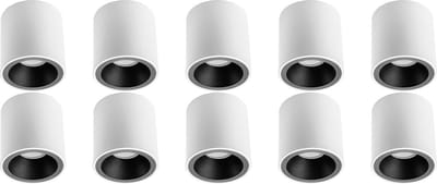 Opbouwspot 10 Pack - Proma Cliron Pro - GU10 Fitting - Opbouw Rond - Mat Wit/Zwart - Aluminium - Verdiept - Ø90mm