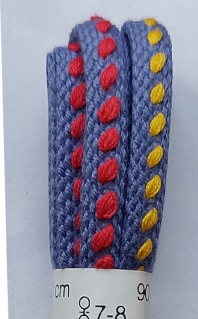 Ronilux Veter - Lila/Rood/Geel - Plat - Lengte 90 cm - Breedte 6 mm - Schoenveter