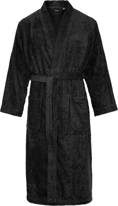 Kimono badstof katoen – lang model – unisex – 100% katoen - badjas dames – badjas heren – sauna - zwart - S/M
