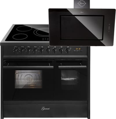GURARI Elektrisch fornuis GCH E 912 DF BL Keramische kookplaat 90 cm+GCH S 155 BL 90 Prime Afzuigkap 90 cm