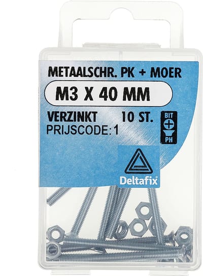 metaalschroeven platkop verzinkt m3x40mm