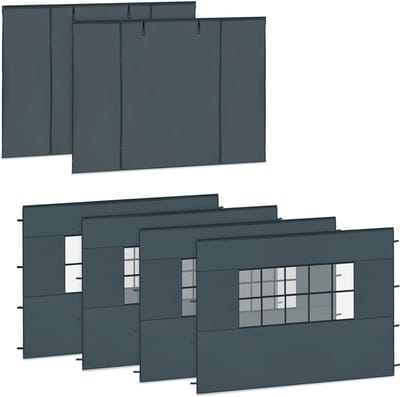 VONROC Zijwanden Set - 6x3M – 6 stuks - Voor 2 x Premium Partytent PT501XX | Grijs