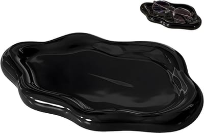Decoratieve keramische sieradenhouder, schotel voor ringen, ideaal voor sieradenopslag en cadeau-ideeën (zwart)