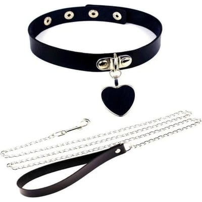 Gotische Harness Dames Ketting Halsband Choker Sexy PU Leer Ketting Hanger Halsband Choker Ketting Cosplay Accessoires Voor Koppels zwart