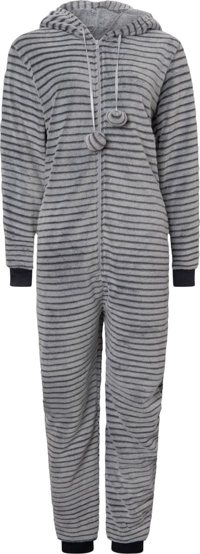Cocodream meisjes onesie fleece - maat 128 - Schaduwstreep rabbit - grijs