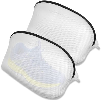 longziming -2 Stuks Waszakken voor Schoenen – Herbruikbare Net Waszak met Rits voor Sneakers, Sportschoenen en Sokken – Beschermende Schoenenzak voor Wasmachine en Droger – Duurzaam & Ademend