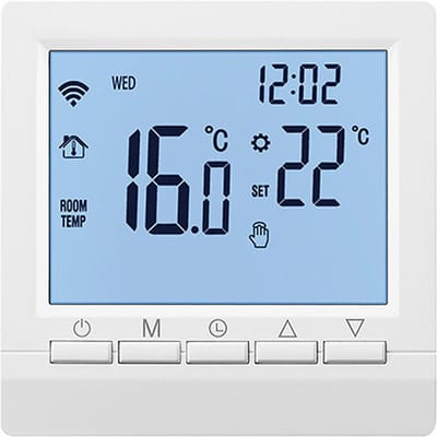 Thermostat de chaudière intelligent, contrôleur de chaudière filaire à piles avec écran numérique LCD rétroéclairé blanc