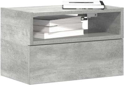 Zwevend nachtkastje - Wandrek slaapkamer - Ruimte besparen - Vochtbestendige structuur - 45x26x285 cm - Betongrijs