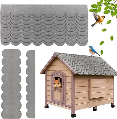 21 Stuks Waterdichte Dakvilten voor Vogelhuisjes, Mini-Dakshingles, Zelfklevend en Geschikt voor Konijnenhokken en Hondenkennels (Grijs, 30 cm)