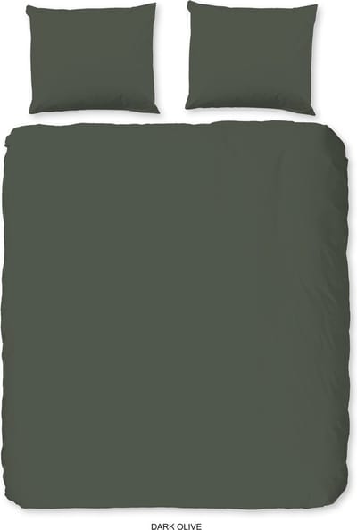 HIP dekbedovertrek effen kleur - 2 persoons 200x200/220 cm - Olijfgroen - 100% Katoen satijn