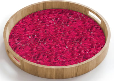 Dienblad rond 40x40 cm - Schootdienblad hout - Vloeiend - Verf - Texturen - Rood - Borrelplank rechthoek - Plateau houten dienbladen
