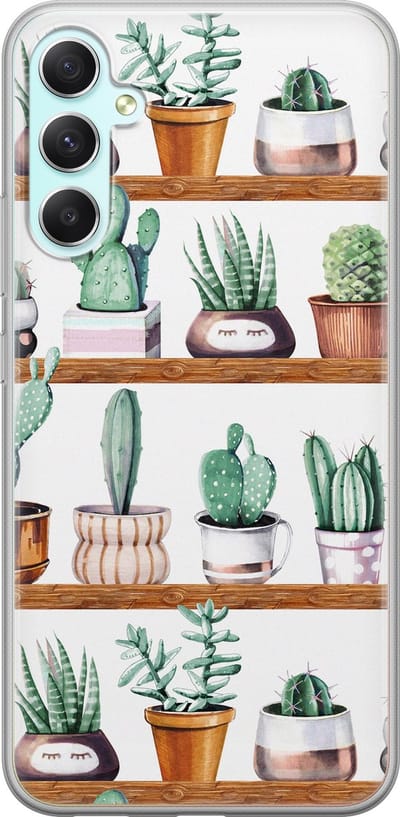 Leuke Telefoonhoesjes - Hoesje geschikt voor Samsung Galaxy A34 - Cactus - Soft case - TPU - Planten - Groen