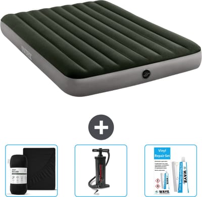 Intex Luchtbed - 2-Persoons - 152 x 203 x 25 cm - Groen - Inclusief Hoeslaken - Pomp en Reparatieset