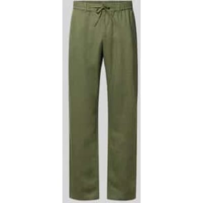 regular fit linnen broek met elastische band