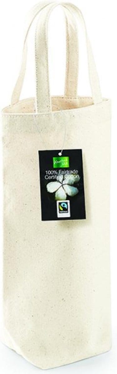 Westford Mill Fairtrade Cotton Bottle Bag WM620 - Natural - 8 x 27 x 8 cm