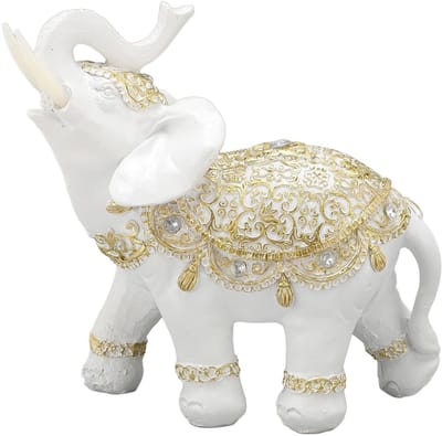 Dailygoods- Standbeeld Olifant - Decoratie Woonkamer - Decoratieve Sculptuur - Geluks- en Rijkdomsymbool - Compact Formaat - Premium Harsmateriaal