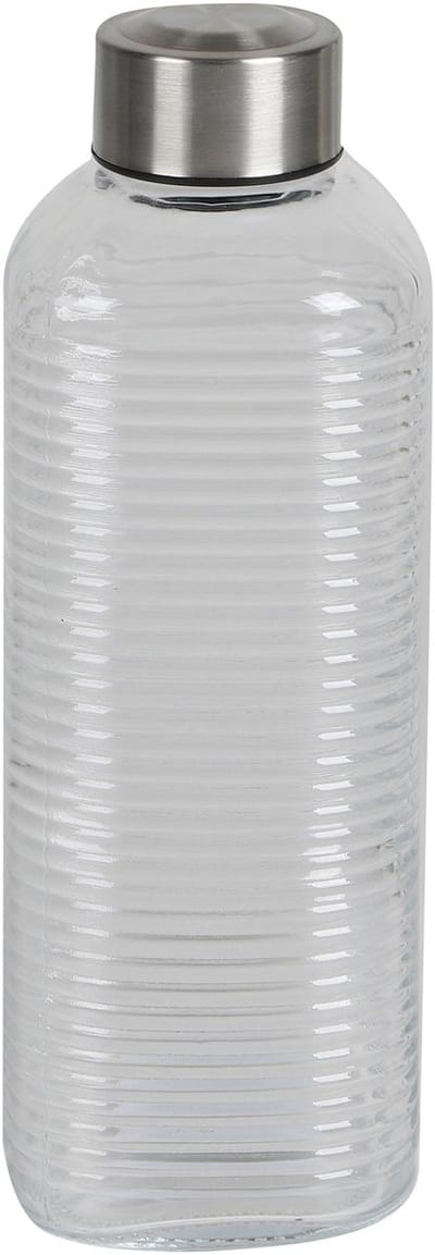 Urban Living Waterfles/drinkfles Vertigo - glas - transparant - met RVS dop - 1000 ml